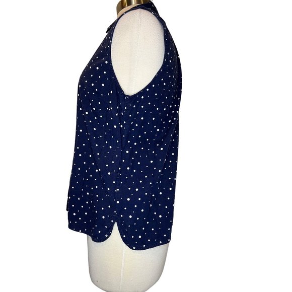 Gloria Vanderbilt Casuals Women's Sleeveless Blouse Size Large Blue with White C - Picture 3 of 14